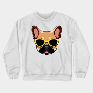 Brown Frenchie Dog in Yellow Shades French Bulldog Crewneck Sweatshirt